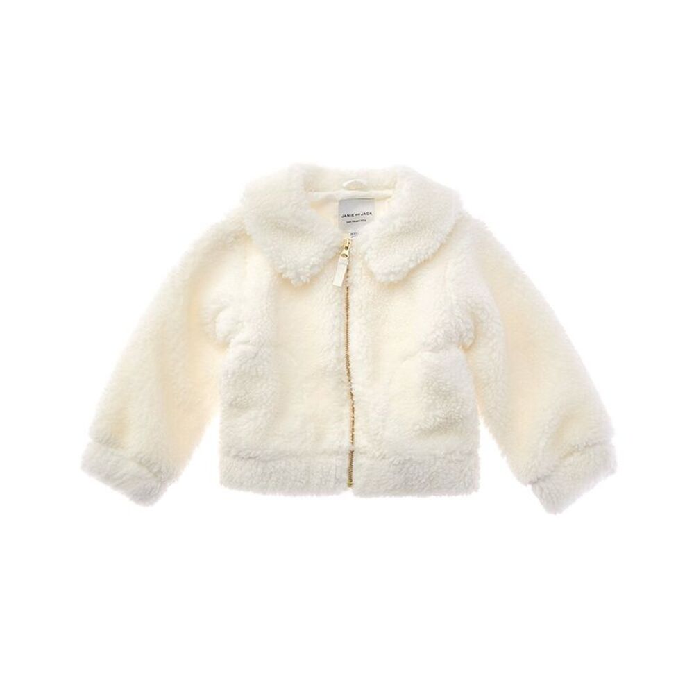 Janie And Jack Girls  The Collared Sherpa Jacket, White